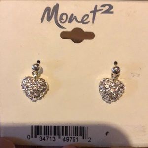 Steel dangle heart with post earrings